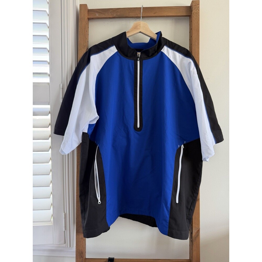 FootJoy Short Sleeve Sport Windshirt Men's Size XL Golf Blue White Black